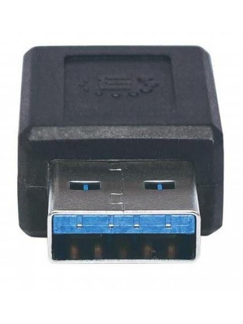 MANHATTAN ADAPTADOR USB C 3.1 HEMBRA - USB A MACHO NEGRO