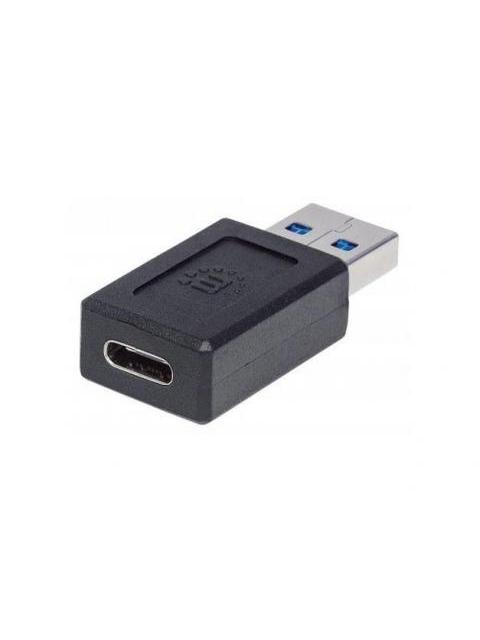 MANHATTAN ADAPTADOR USB C 3.1 HEMBRA - USB A MACHO NEGRO
