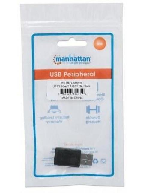 MANHATTAN ADAPTADOR USB C 3.1 HEMBRA - USB A MACHO NEGRO