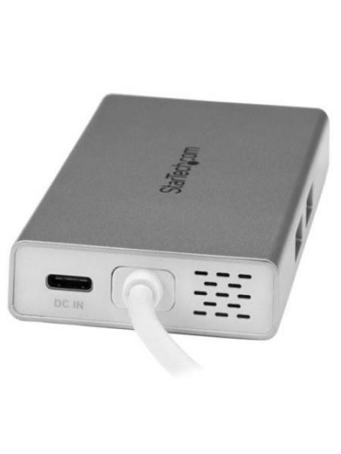 STARTECH  HUB USB-C MULTIFUNCION PARA LAPTOPS USB-C MACHO - 2X USB A 3.0-1X HDMI- 1X RJ-45 HEMBRA PLATA