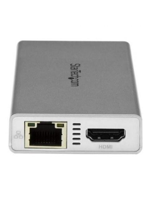 STARTECH  HUB USB-C MULTIFUNCION PARA LAPTOPS USB-C MACHO - 2X USB A 3.0-1X HDMI- 1X RJ-45 HEMBRA PLATA