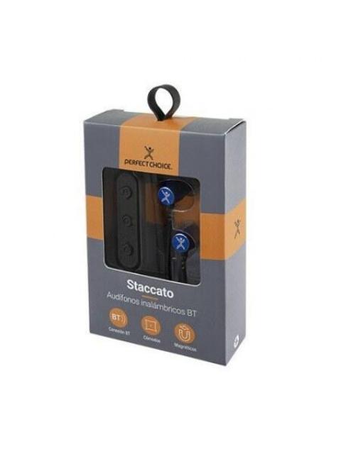 PERFECT CHOICE AUDIFONOS INTRAURICULARES CON MICROFONO STACCATO INALAMBRICO BLUETOOTH USB AZUL