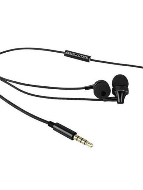 PERFECT CHOICE AUDIFONOS INTRAURICULARES CON MICROFONO STRETTO ALAMBRICO 1.2 METROS 3.5MM NEGRO