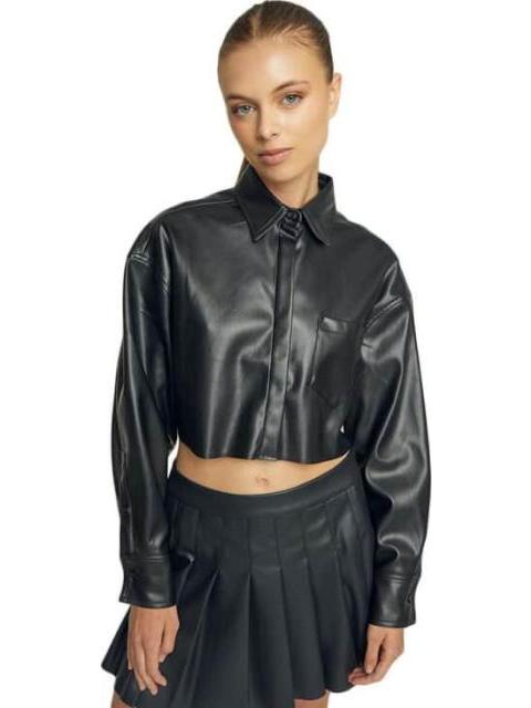 CAMISA CROP EFECTO PIEL NEGRO HOLLY LAND