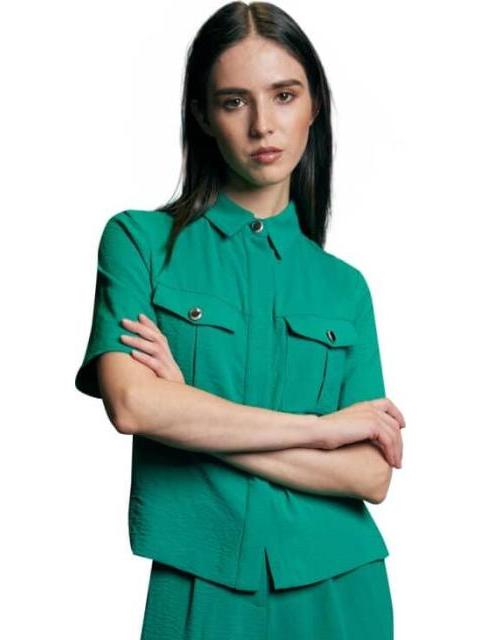 BLUSA LISA MANGA CORTA VERDE HOLLY LAND