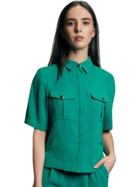 BLUSA LISA MANGA CORTA VERDE HOLLY LAND