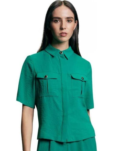 BLUSA LISA MANGA CORTA VERDE HOLLY LAND