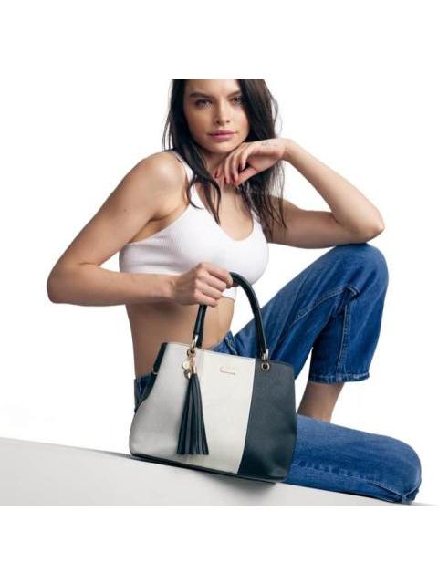 BOLSA SATCHEL CON BLOQUES DE COLOR NEGRO VI LINE