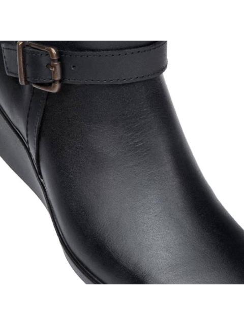 BOTA DE PIEL TACON DE CUÑA NEGRO SHOSH