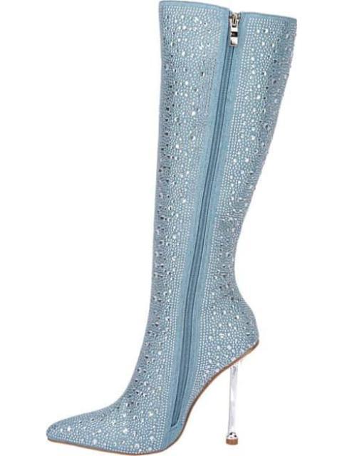 BOTA MEZCLILLA CON PEDRERIA AZUL CIELO BELINDA PEREGRIN