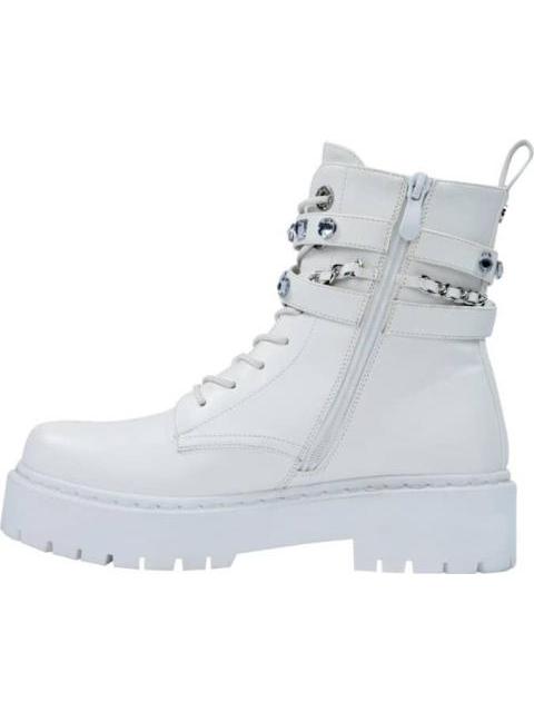 BOTA MILITAR CADENA Y PEDRERIA BLANCO BELINDA PEREGRIN
