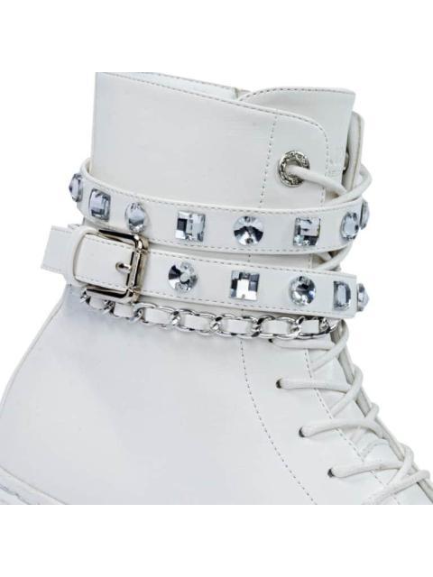 BOTA MILITAR CADENA Y PEDRERIA BLANCO BELINDA PEREGRIN