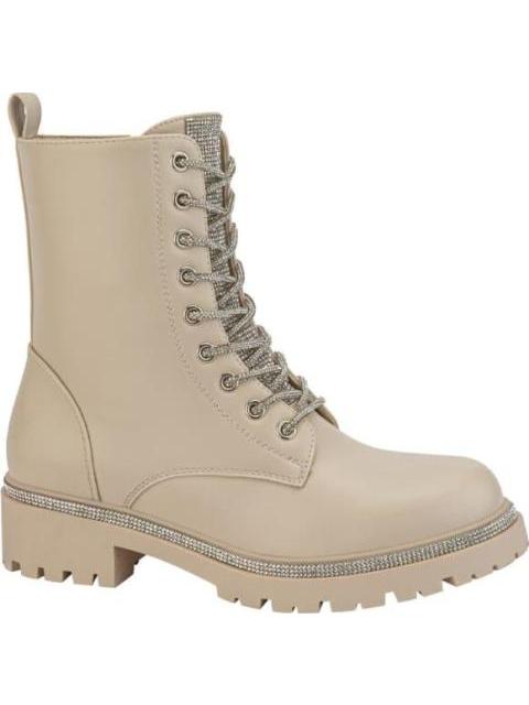 BOTA MILITAR CORDONES DE PEDRERIA BEIGE/HUESO BELINDA PEREGRIN