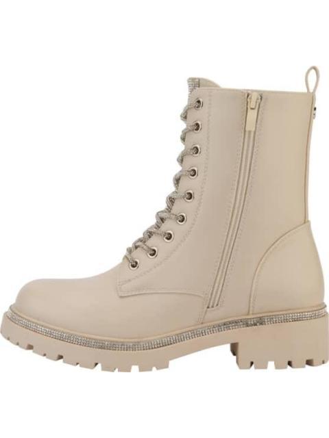 BOTA MILITAR CORDONES DE PEDRERIA BEIGE/HUESO BELINDA PEREGRIN