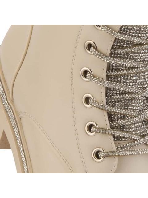 BOTA MILITAR CORDONES DE PEDRERIA BEIGE/HUESO BELINDA PEREGRIN