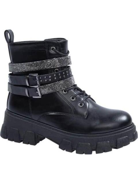 BOTA MILITAR TIRAS CON PIEDRAS NEGRO TIERRA BENDITA