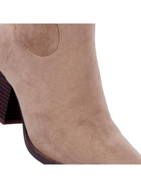 BOTA TEXANA GAMUZA TACON MEDIO TAUPE TIERRA BENDITA DELUXE