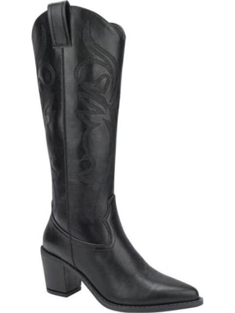 BOTA TEXANA TACON MEDIO BORDADA NEGRO TIERRA BENDITA