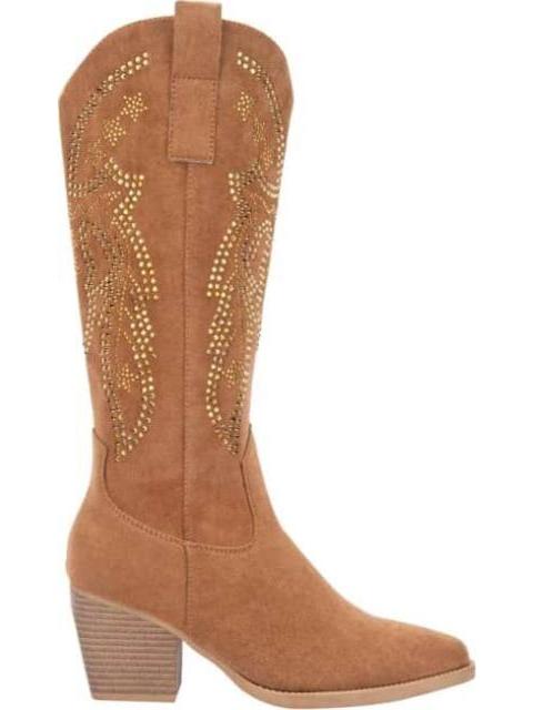 BOTA VAQUERA CON PEDRERIA CAMEL TIERRA BENDITA
