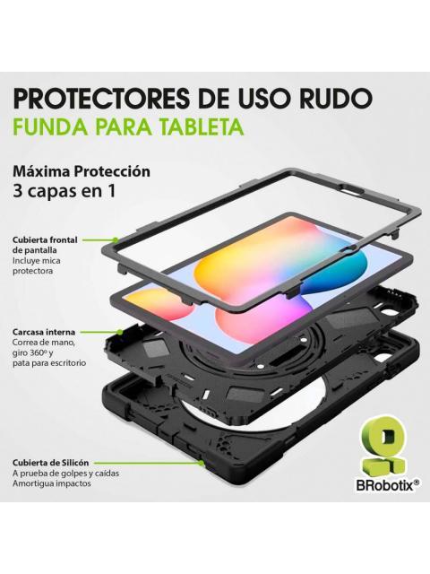 BROBOTIX FUNDA USO RUDO CON CORREA Y GIRO 360° PARA SAMSUNG GALAXY TAB S6 LITE NEGRO