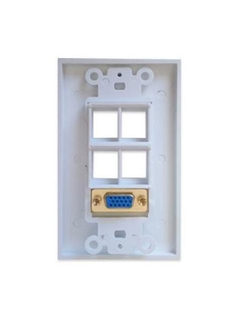 BROBOTIX TAPA SVGA 1 PUERTO HEMBRA + 4 CAVIDADES