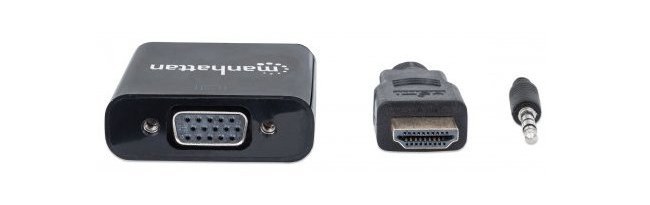 MANHATTAN CONVERTIDOR HDMI MACHO - VGA HEMBRA NEGRO