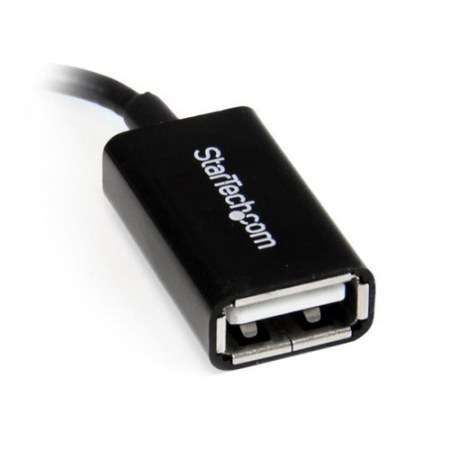 STARTECH  CABLE ADAPTADOR MICRO USB B MACHO - USB A HEMBRA OTG ACODADO A LA DERECHA 12CM