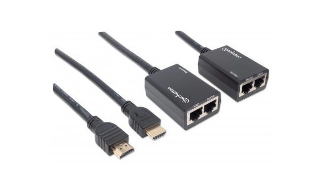 MANHATTAN EXTENSOR HDMI POR CAT5E-CAT6 DISTANCIA MAXIMA 30 METROS CABLES HDMI INTEGRADOS