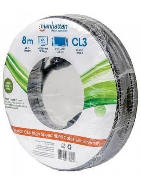MANHATTAN CABLE HDMI MACHO - HDMI MACHO 4K 60HZ 8 METROS NEGRO