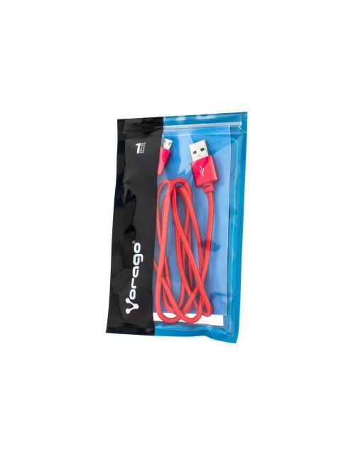 VORAGO CABLE DE CARGA MICRO USB B-LIGHTNING MACHO - USB A MACHO 1 METRO ROJO PARA IPOD-IPHONE-IPAD