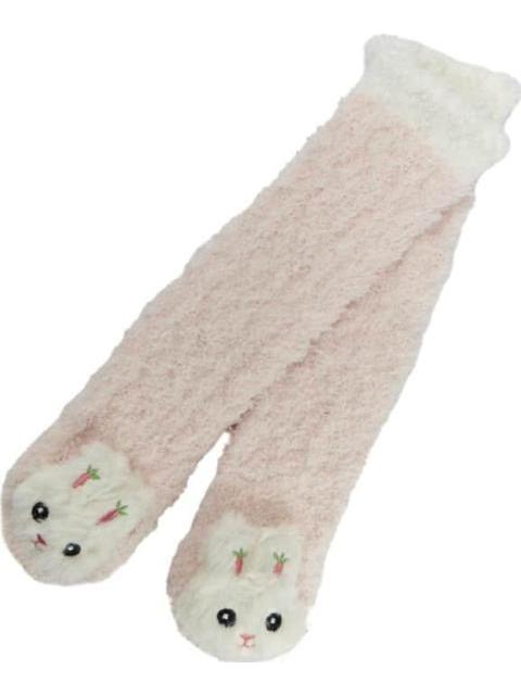 CALCETAS PELUCHE BEBE 1 PAR UNITALLA BEBE CON ANIMALITOS EN 3D ROSA HELLODREAM