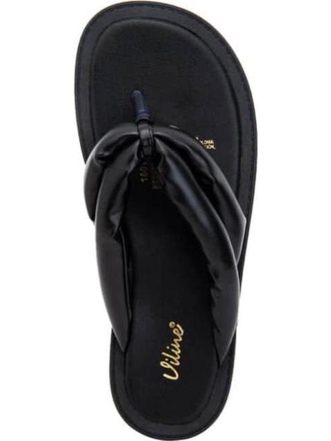 SANDALIA PLANA MONOCOLOR ACOLCHADA NEGRO VI LINE