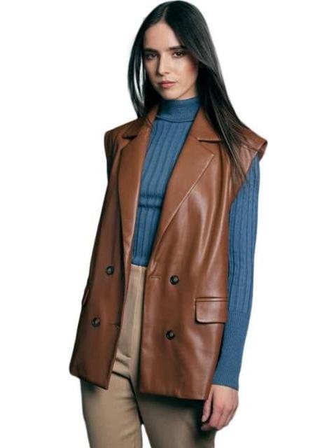 CHALECO EFECTO PIEL CAMEL HOLLY LAND