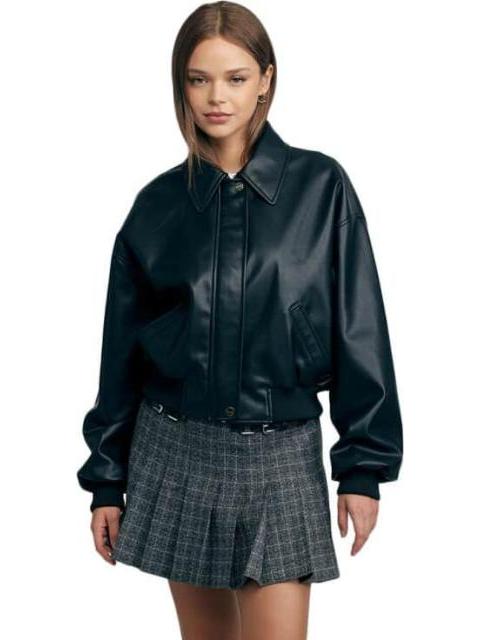 CHAMARRA BOMBER TACTO PIEL NEGRO HOLLY LAND