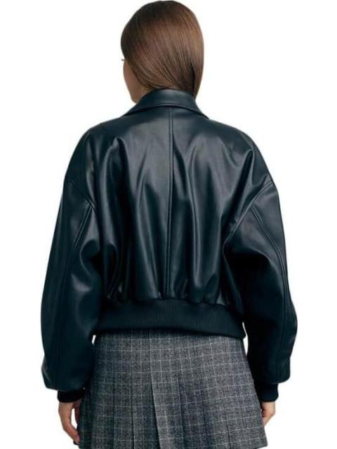 CHAMARRA BOMBER TACTO PIEL NEGRO HOLLY LAND
