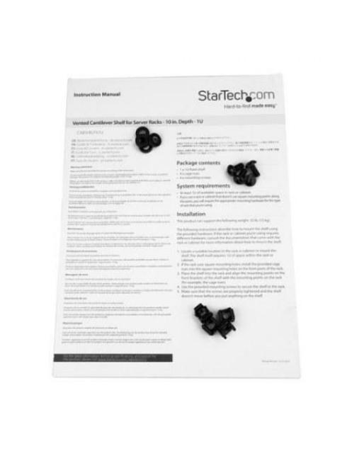 CHAROLA VENTILADA STARTECH 1U PARA RACK HASTA 20KG NEGRO CABSHELFV1U