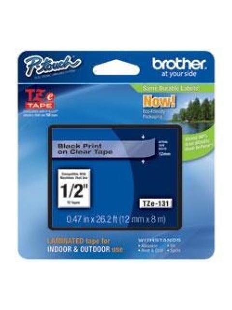CINTA BROTHER TZE131 NEGRO SOBRE CLARO 12MM X 8M