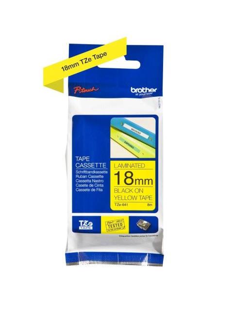 CINTA BROTHER TZE641 NEGRO SOBRE AMARILLO 18MM X 8M