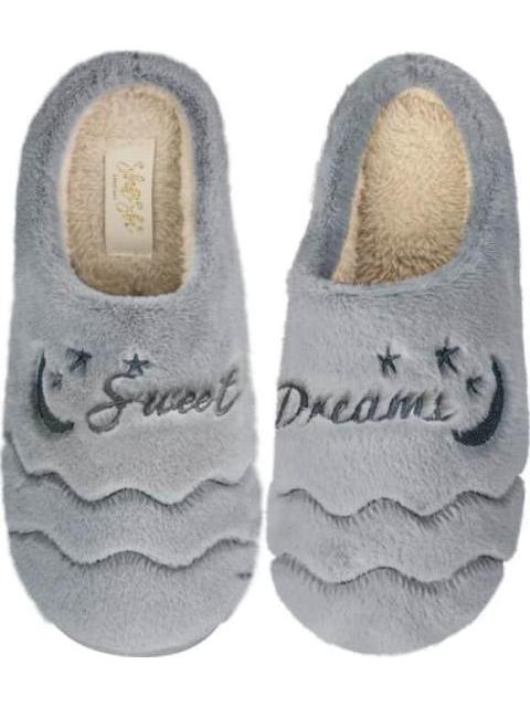 PANTUFLA ZUECO PELUCHE GRIS SHOSH CONFORT