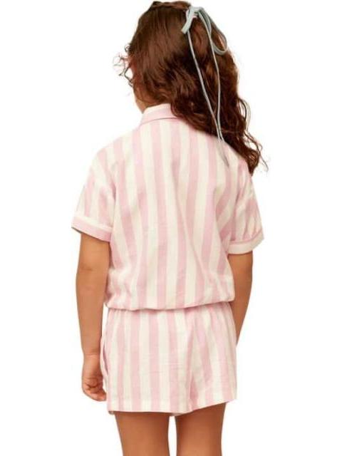 CONJUNTO DE LINO TOP Y SHORT ROSA HOLLY LAND KIDS