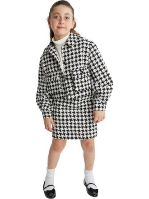 CONJUNTO SACO Y FALDA BLANCO/NEGRO HOLLY LAND KIDS