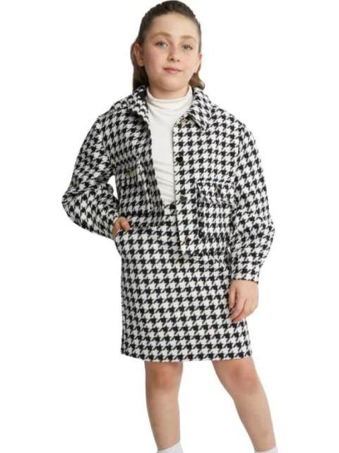 CONJUNTO SACO Y FALDA BLANCO/NEGRO HOLLY LAND KIDS