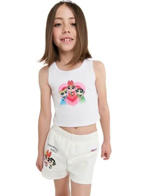 CONJUNTO TRAJE CONJUNTO 2 PZAS PLAYERA Y SHORT BLANCO LAS CHICAS SUPER PODEROSAS