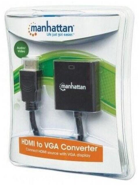 MANHATTAN ADAPTADOR HDMI MACHO - VGA HEMBRA 22CM NEGRO