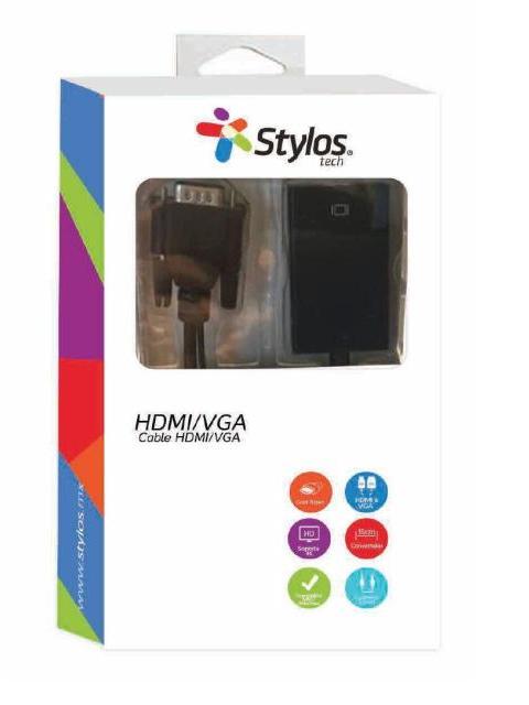 CONVERTIDOR STYLOS HDMI A VGA+AUDIO 3.5MM 15 CM STACHV1B