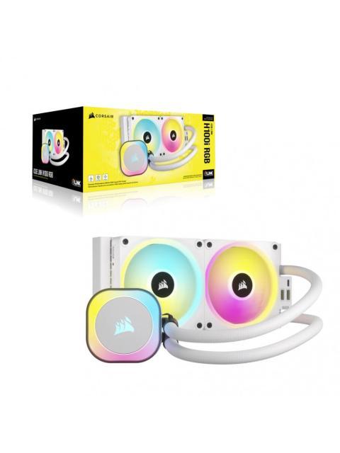 CORSAIR ICUE LINK H100I RGB AIO ENFRIAMIENTO LIQUIDO PARA CPU 2X 120MM HASTA 2400RPM BLANCO