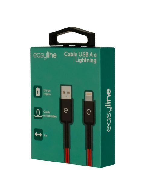 EASY LINE CABLE USB A MACHO - LIGHTNING MACHO 1 METRO NEGRO-ROJO