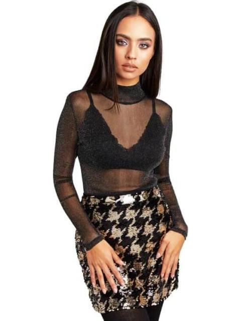 FALDA LENTEJUELAS LENTEJUELA BLANCO/NEGRO HOLLY LAND PREMIUM