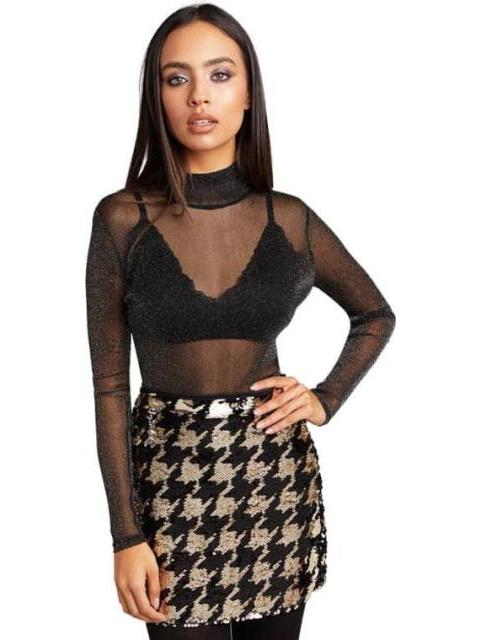 FALDA LENTEJUELAS LENTEJUELA BLANCO/NEGRO HOLLY LAND PREMIUM