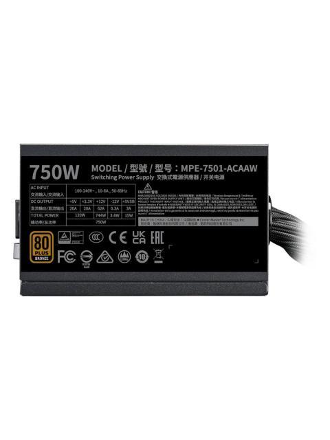 FUENTE DE PODER COOLER MASTER MWE 750 BRONZE V3 80 PLUS BRONZE 24-PIN ATX 120MM 750W
